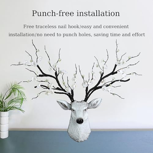 Wall Mounted Fake Deer Head Sculpture - White
