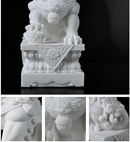 Pair of Large Marble Foo Dogs Statues for Home and Office