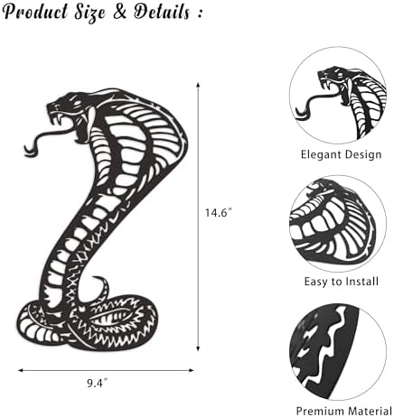 Cobra Wall Art - Durable Metal Snake Decor for Living Room and Office