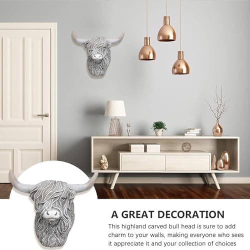 Resin Highland Cow Wall Decorations Brown
