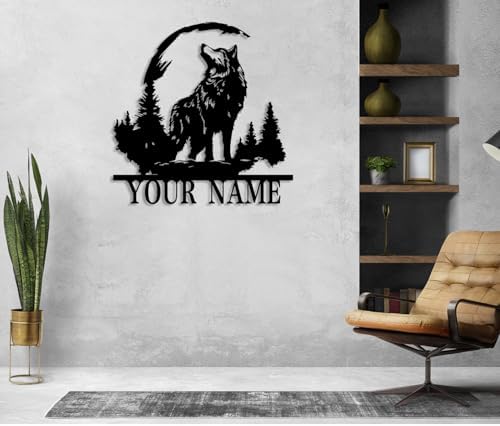 Personalized Wolf Metal Wall Art Sign