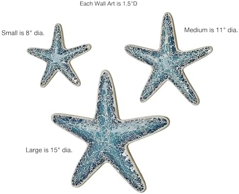 Touch of Class Blue Glass Mosaic Starfish Wall Art Set of 3 1