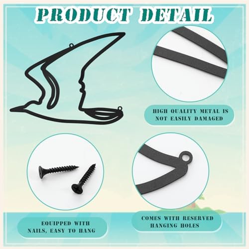 7 Pcs Metal Seagull Wall Art - Black Sea Bird Decor - Minimalist Design