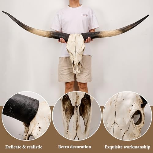 QEKMSY Faux Longhorn Skull Wall Decor Black 70-Inch