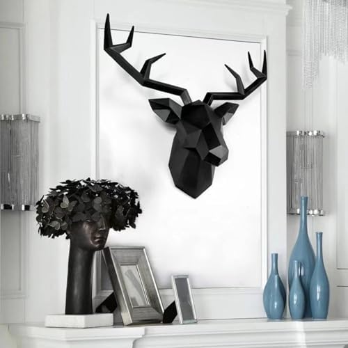 XYQXYQ Geometric Deer Head Wall Sculpture - Modern Resin Decor