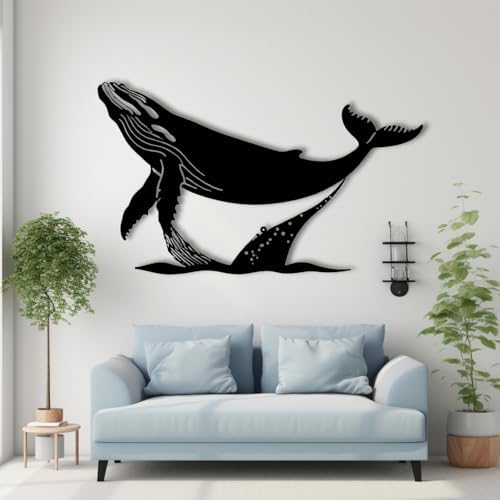 XXQ Whale Metal Wall Art - 30x18 Inch Decor
