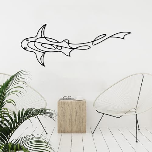 DecoSoul Metal Shark Wall Art Modern Nautical Decor