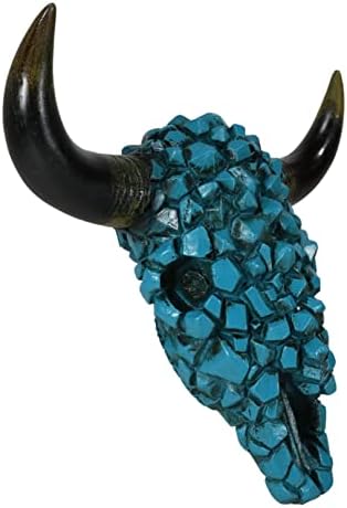 Ebros Gift Turquoise Mosaic Cow Skull Wall Decor