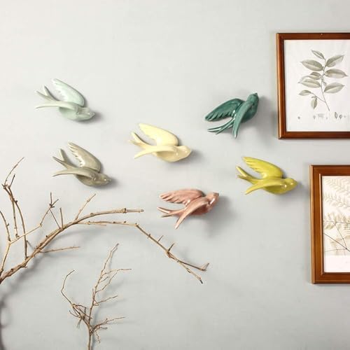 Dorlotou 3D Ceramic Hanging Wall Decor Birds Set
