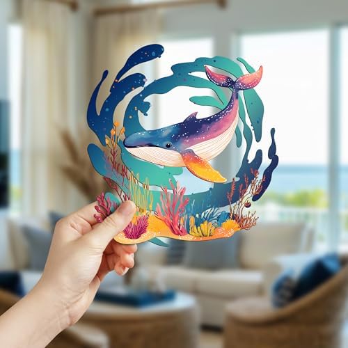 Metal Whale Shark Wall Sculpture with Coral Reef Decor