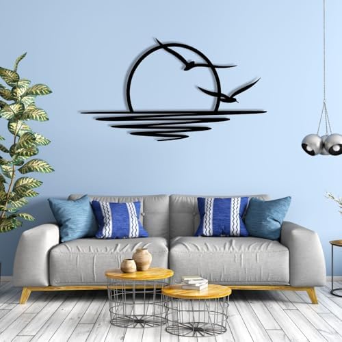 OZF Sunrise and Seagull Wall Decor Art