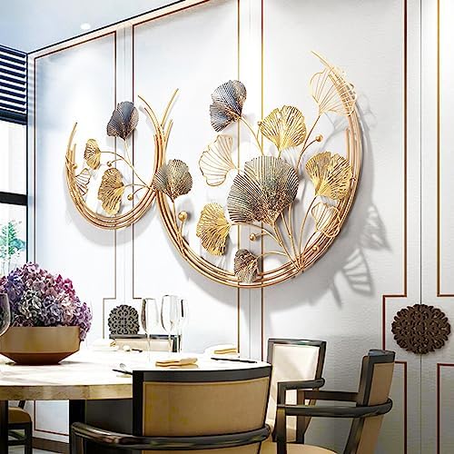 CDDUOLA 3D Wall Decor Handmade Golden Ginkgo Leaf Sculpture 2 Pack
