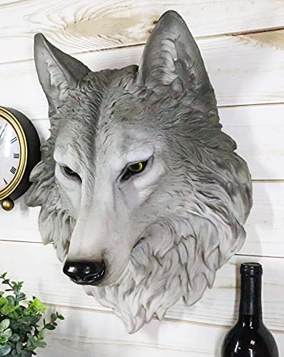 Large Gray Timber Wolf Wall Decor Sculpture 165 Inch