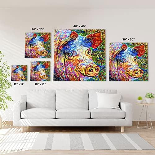 Funny Blue-Eyed Pig Canvas Wall Art Modern Farmhouse Decor