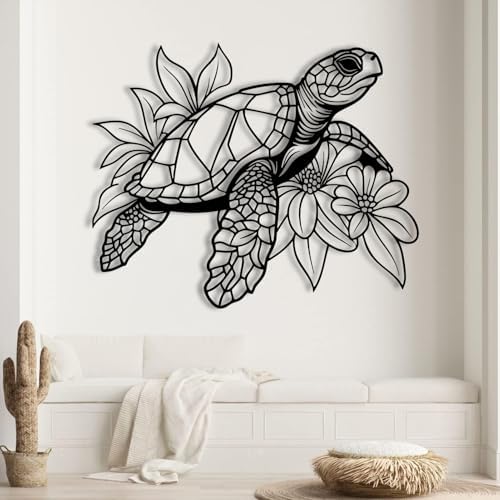 Silver Sea Turtle Wall Sculpture 47x38cm