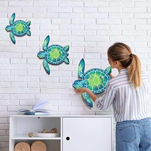 Bucherry Blue Green Wooden Sea Turtle Wall Decor