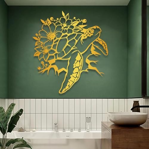 Cadeali Gold Metal Sea Turtle Wall Decor 30x27