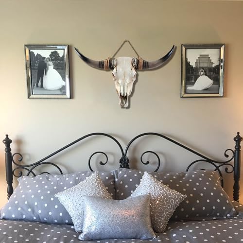 KIWZXKA Longhorn Cow Skull Wall Decor - Handmade Faux Taxidermy Art