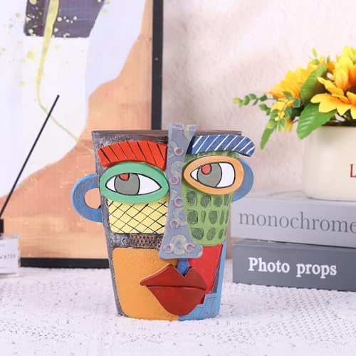 Abstract Art Face Sculpture Modern Colorful Resin Statue