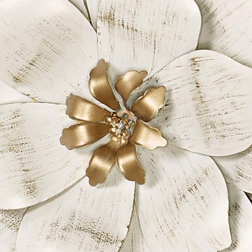 Flower Blossoms Wall Art Ivory Gold Set of 2