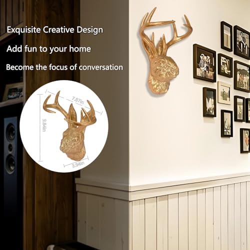 Jackalope Wall Mount Gold Deer Head Decor