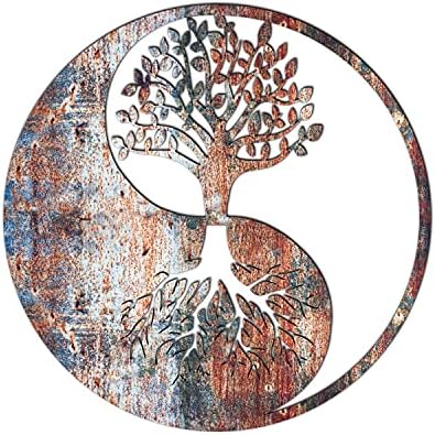 Venovez Yin Yang Wall Decor Wood-Metal Sculpture