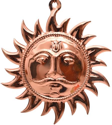 Surya Narayan Yantra Sun Mask Copper Wall Sculpture