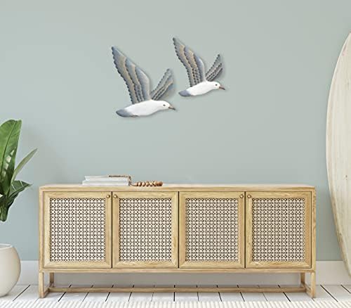 TI Design Hand-carved Wood Seagull Wall Decor Set of 2