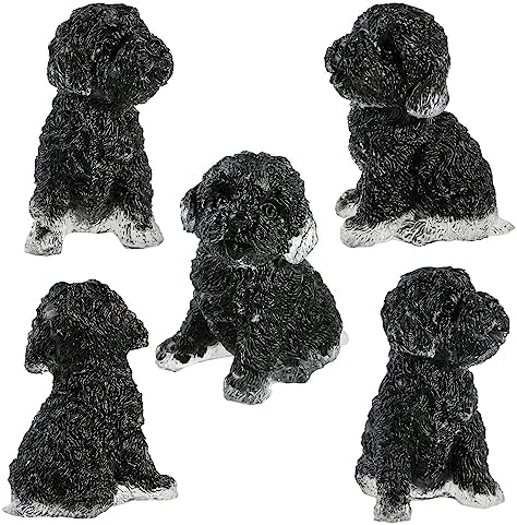 Nupuyai Black Obsidian Resin Poodle Dog Statue