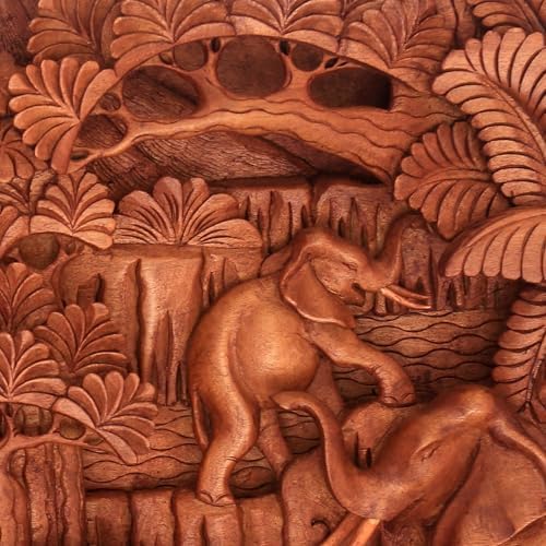 Novica Handmade Cempaka Wood Elephant Wall Decor