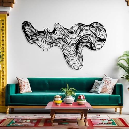 Abstract Lines Metal Art Wall Decor 24x13 Inch