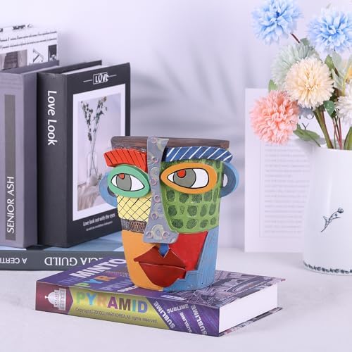 Abstract Art Face Sculpture Modern Colorful Resin Statue