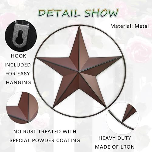 JoyEvy 21 Inch Red Barn Star Wall Decor