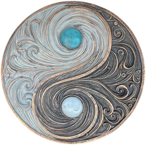 Top Brass Yin and Yang Swirling Waves Wall Sculpture