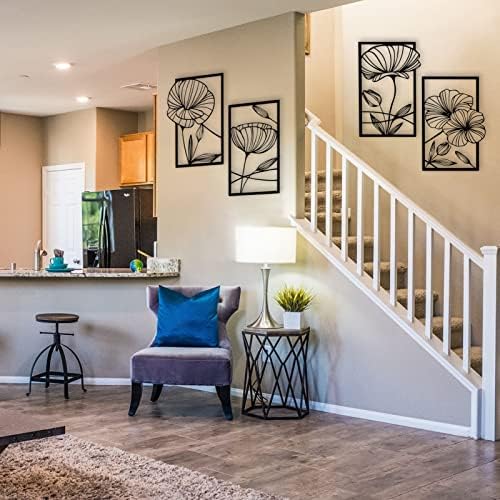 ESTART 4 Piece Metal Lotus Wall Decor Minimalist Art Sculpture