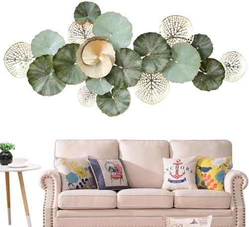 Edaknez 3D Flower Metal Wall Art Decor Large Green Gold