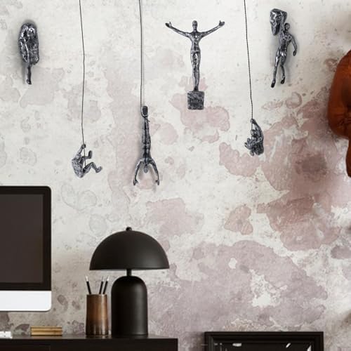 Set of 6 Climbing Man Wall Art Sculptures
