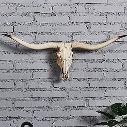 Long Horn Cow Skull Wall Hanging Faux Decor