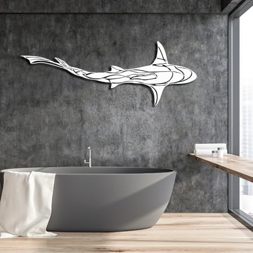 Shark Metal Wall Art 19x7 Inch Ocean Decor Sign