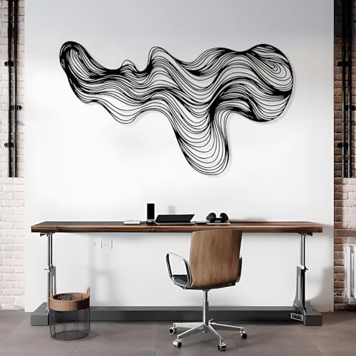 Abstract Lines Metal Art Wall Decor 24x13 Inch