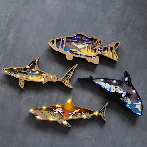 Wooden Fish Ocean Decor Sculpture Wall Art