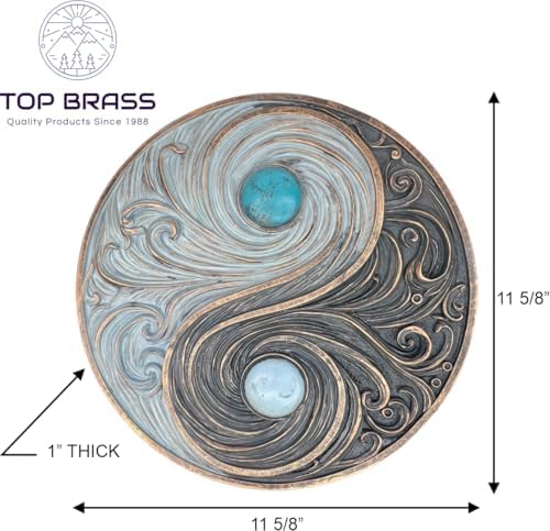 Top Brass Yin and Yang Swirling Waves Wall Sculpture