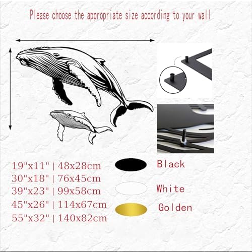 DuiDuiQ Metal Whale Wall Art Decor Modern Ocean Sculpture
