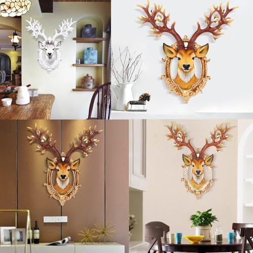 Faux Deer Head Wall Sculpture with Detachable Antlers