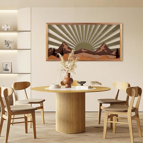 IARTTOP 16x32 Inch Mountain Wood Wall Decor Framed