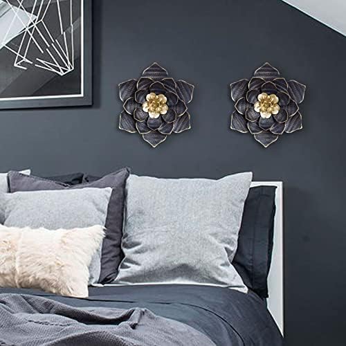 Decointo 95 Inch Black Metal Wall Flowers Sculptures
