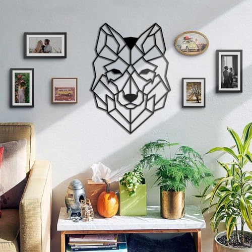 BONPERLA Geometric Wolf Head Wall Sculpture - Modern Decor