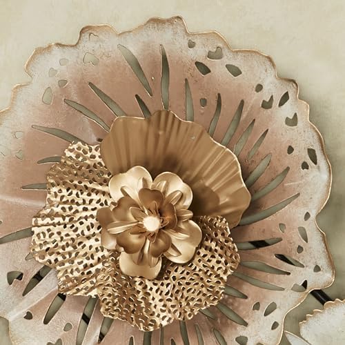 Touch of Class Floral Rhapsody Wall Art Dusty Blush Ivory Gold and Purple Flowers Hanging Sculpture Decor