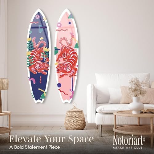 Crimson Tiger Surfboard Acrylic Wall Art Set