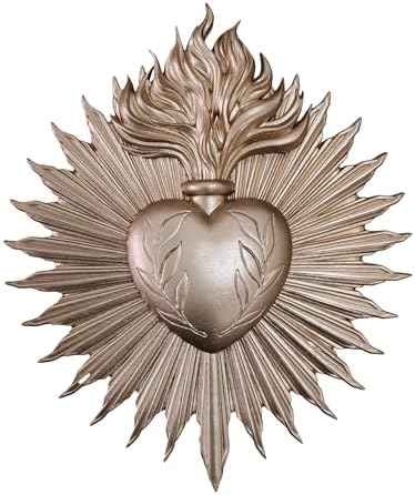 wsmart Sacred Heart Wall Decor - Vintage Gold Resin Catholic Statue